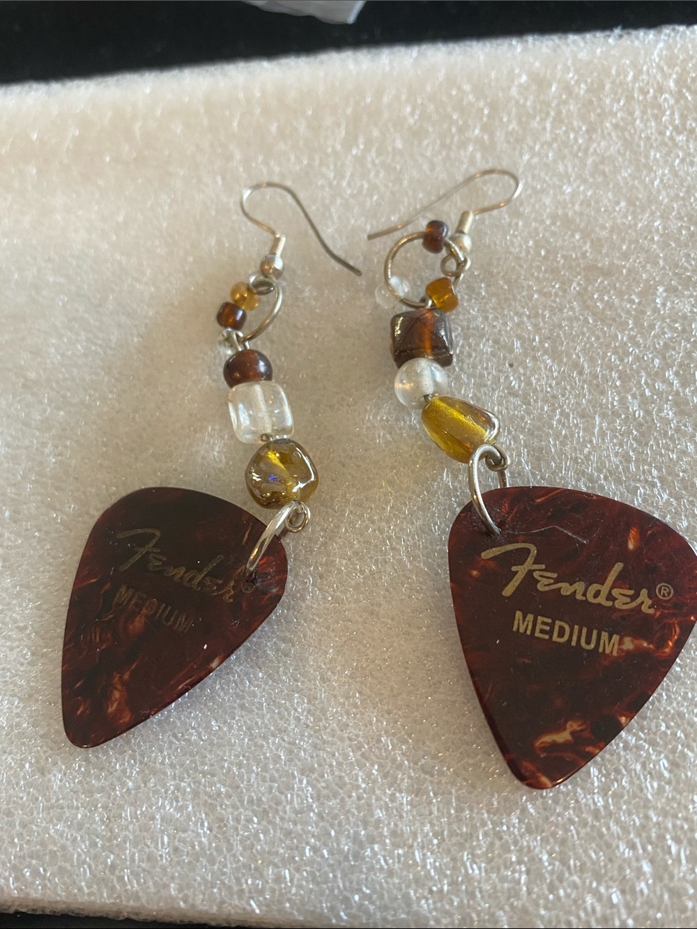 Fender Medium Tortoise Guitar Pick Dangle Earrings